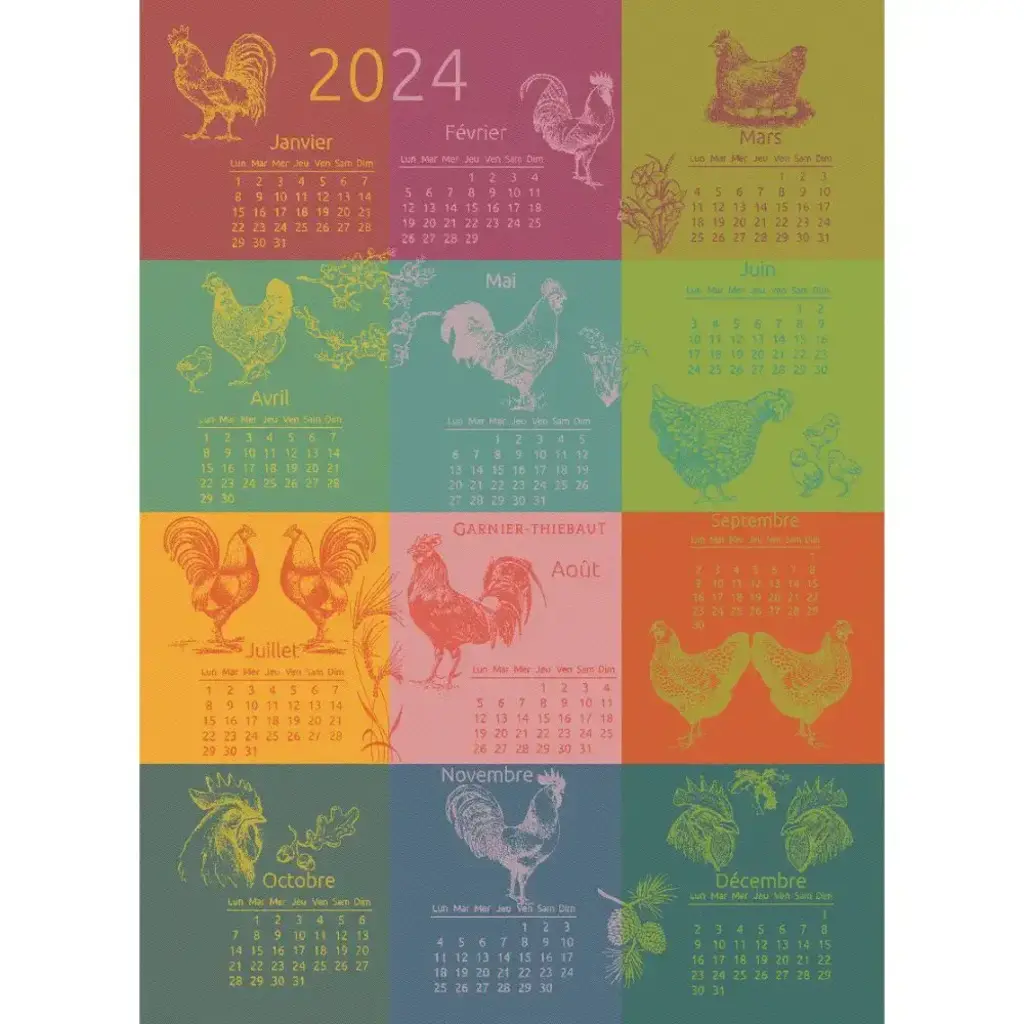 Garnier-Thiebaut Calendar 2024 Multi-Coloured Jacquard Kitchen Towel
