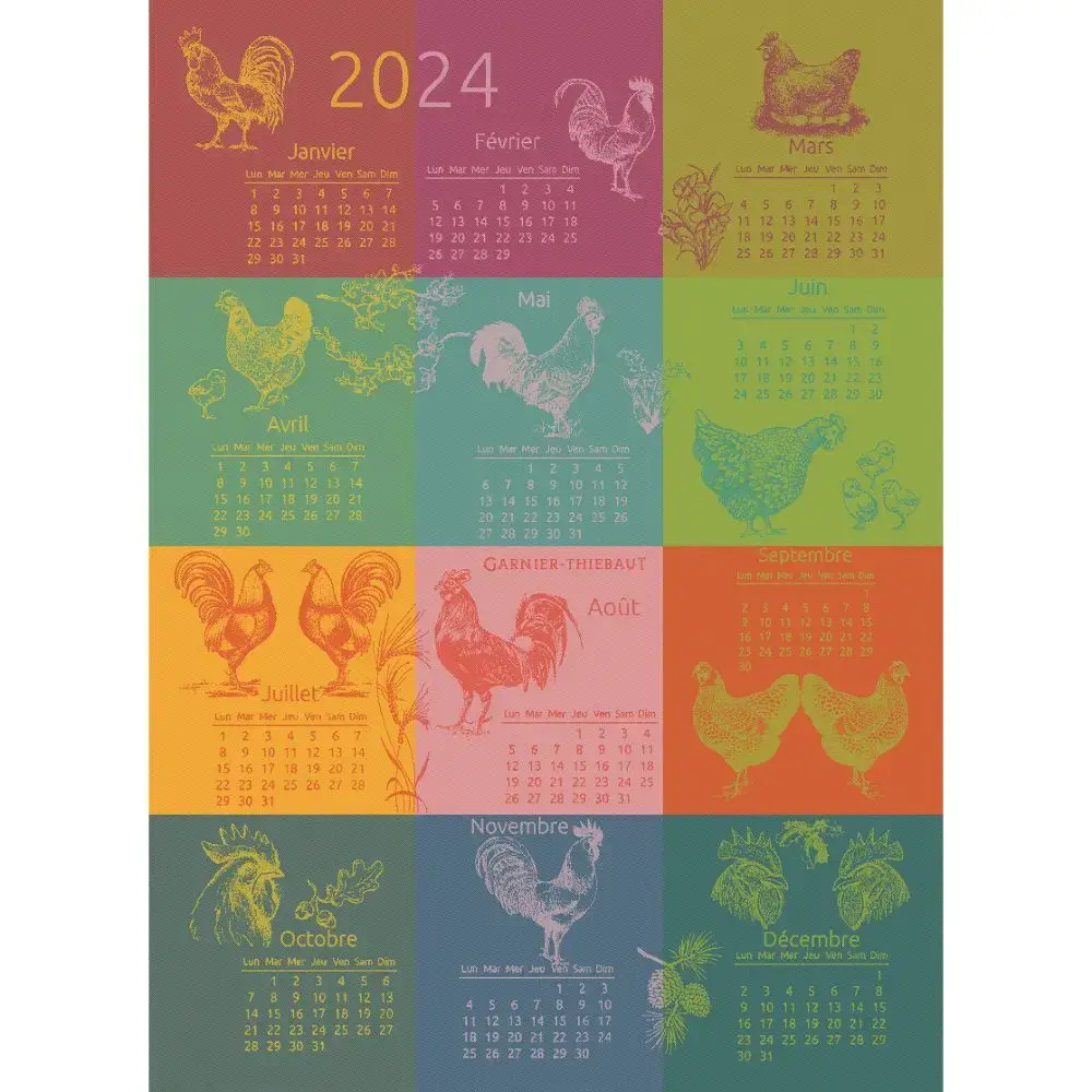 GarnierThiebaut Calendar 2024 MultiColoured Jacquard Kitchen Towel