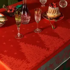 Garnier-Thiebaut Cadeaux de Noël Rouge Jacquard 69\" x 120\" Tablecloth