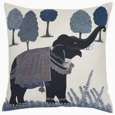 John Robshaw Textiles John Robshaw Indigo Elephant Decorative Euro Pillow - Insert Sold Separately