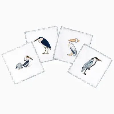 John Robshaw Textiles John Robshaw Sea Birds Cocktail Napkins (Set of 4)