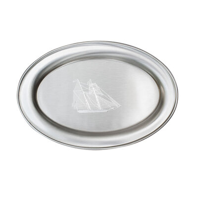 Salisbury Sailsbury Satin Finish Classic 9-Inch Pewter Oval Serving Tray