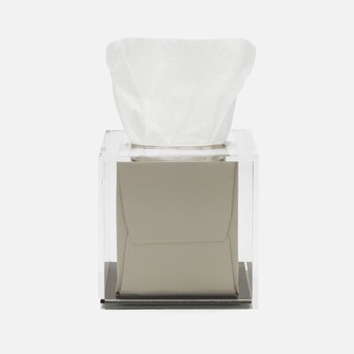 Pigeon & Poodle Pigeon & Poodle Monette Collection  Clear/Grey Square Tissue Box