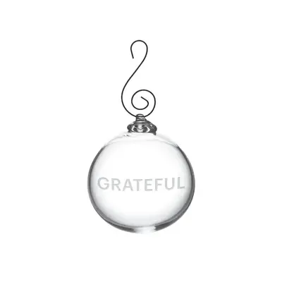 Simon Pearce Simon Pearce Engraved "Grateful" Round Ornament in gift box