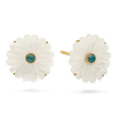 Capucine De Wulf Capucine de Wulf Mermaid Garden Flower Stud Earrings - Mother-of-Pearl / Ocean Jade