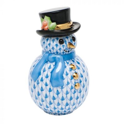 Herend Herend Blue Snowman with Scarf Figurine