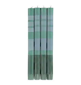 British Colour Standard British Colour Standard 10" Striped Beryl Green, Bokhara, Moonstone Dinner Candles (Set of 4)