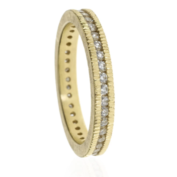 Todd Reed Channel-Set 1/2 Raw 1/2 White Diamonds Eternity Band with Coined Edge