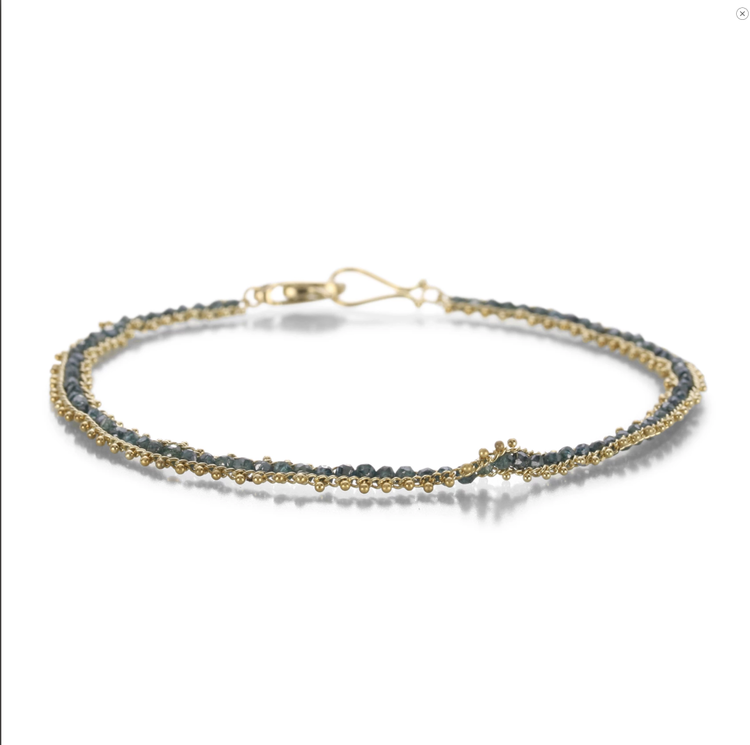 Amali Blue Diamond Textile Full Row Bracelet