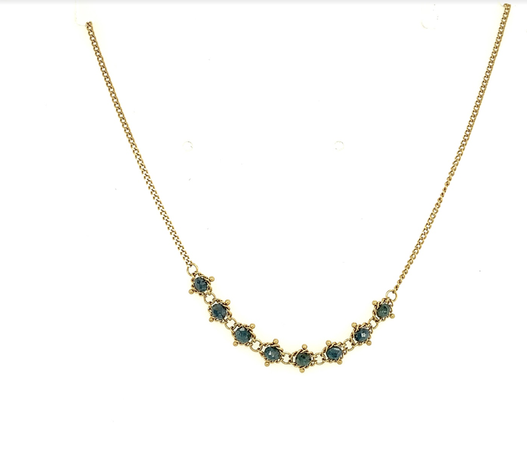 Amali Blue Diamond Textile Station Necklace