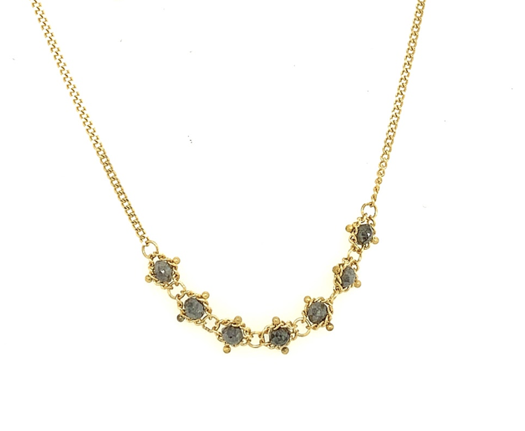 Amali Grey Diamond Textile Station Necklace