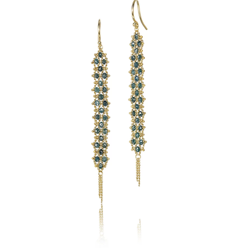 Amali Blue Diamond Long Textile Earrings