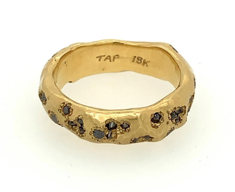 TAP Men's Chunky Gold and Black Diamond Band