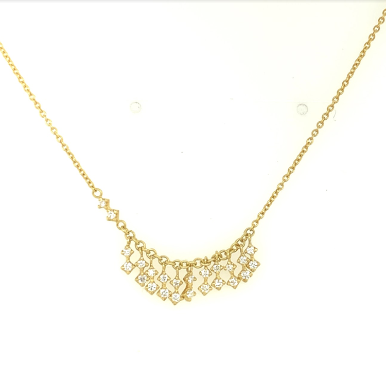 Kothari Starlight Asymmetrical Double Diamond Fringe Necklace