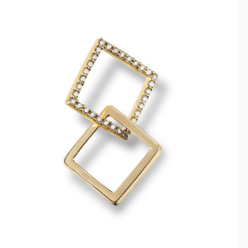 Leslie Paige Small Diamond and 14k Yellow Gold Double Puzzle Single Earring