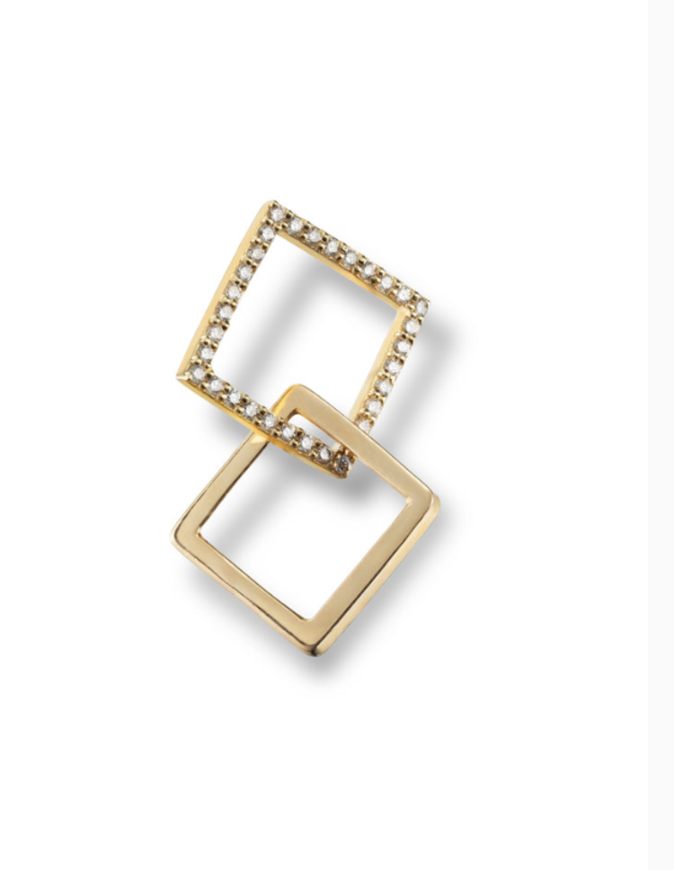 Leslie Paige Small Diamond and 14k Yellow Gold Double Puzzle Single Earring