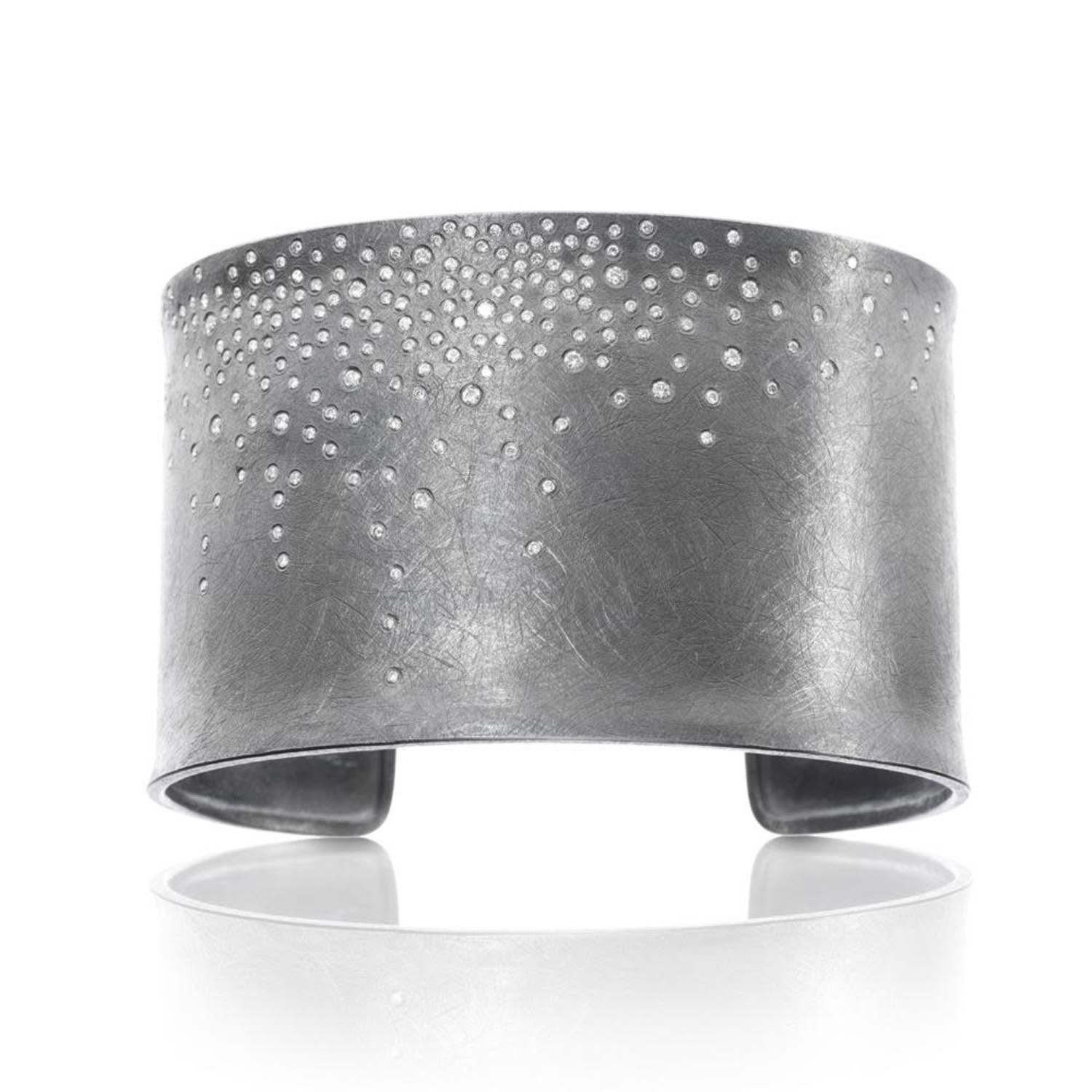 Designer ISP Diamond & Sterling Silver 925 Hinged Cuff Bracelet Sz. 7.5