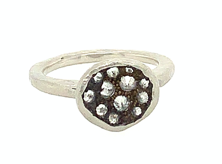 TAP Platinum Crater Ring with Inverted Diamonds