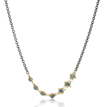 Amali Centered Blue Diamond Textile Station Necklace