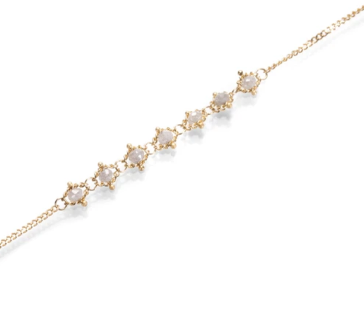 Amali Silver Diamond Textile Station Bracelet