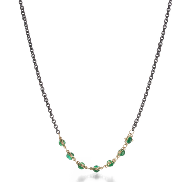 Amali Emerald Textile Station Oxidized Necklace