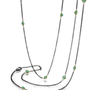 Amali Chrysoprase Textile Multi Station Oxidized Necklace