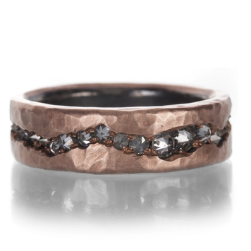 TAP Men's Hammered Rose Gold and Diamond Band