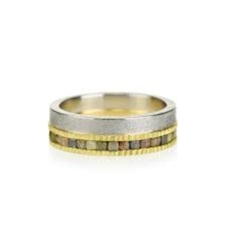 Todd Reed Men's Palladium Raw Diamond Cube Channel Set Ring