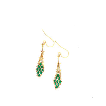 Amali Textile Emerald Drop Earrings