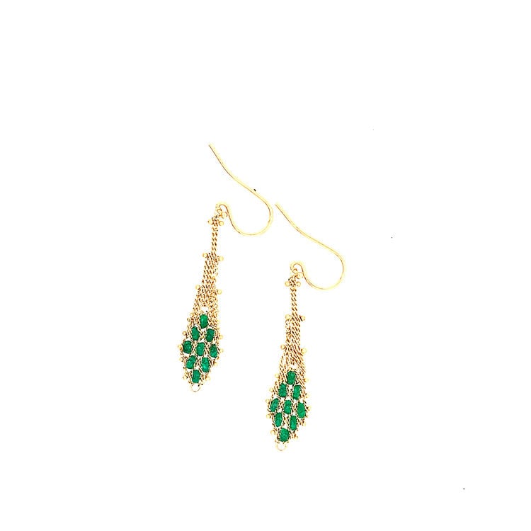 Amali Textile Emerald Drop Earrings