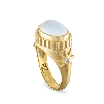 Pamela Zamore / Gold Moonstone and Star Diamond Ring