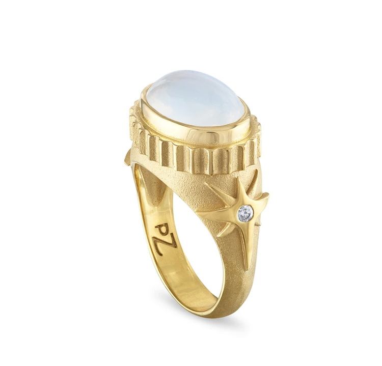 Pamela Zamore / Gold Moonstone and Star Diamond Ring