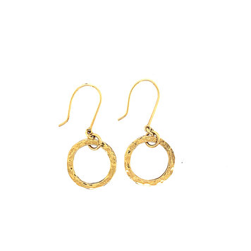 Hammered 18k Circle Dangles