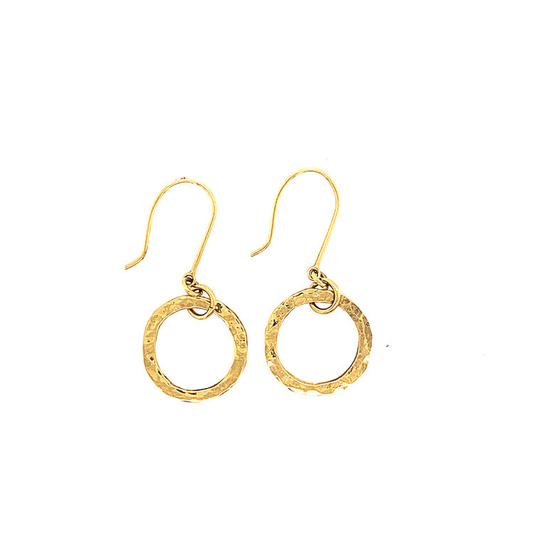 Hammered 18k Circle Dangles