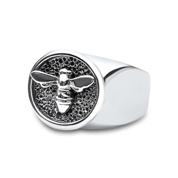 CFJ Bees Sterling  Silver Tiny Bee Signet Ring