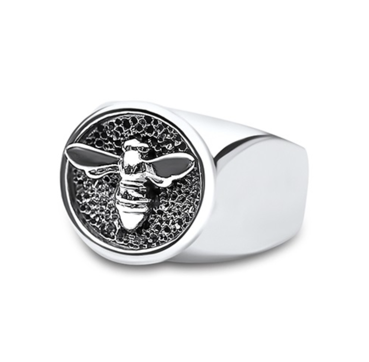 CFJ Bees Sterling  Silver Tiny Bee Signet Ring
