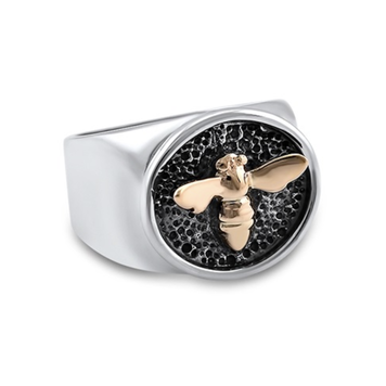 CFJ Bees Tiny Bee Mixed Signet Ring