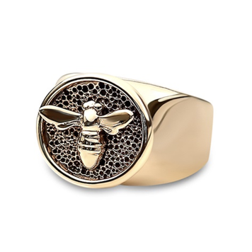 CFJ Bees 14kt Gold Tiny Bee Signet Ring