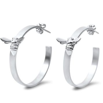 CFJ Bees Tiny Bee Hoops / Silver