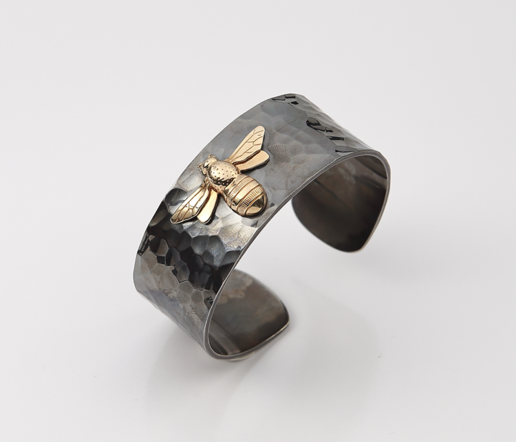 CFJ Bees Oxidized Sterling Silver & 14k Gold Bombus Cuff