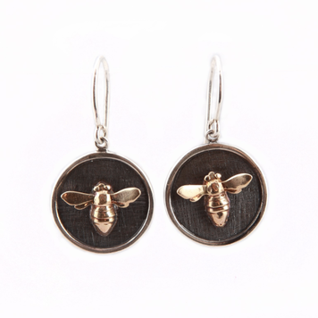 CFJ Bees Tiny Bee Medallion Earrings Mixed