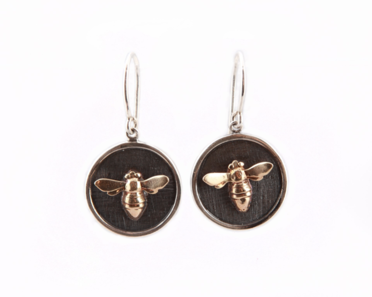 CFJ Bees Tiny Bee Medallion Earrings Mixed