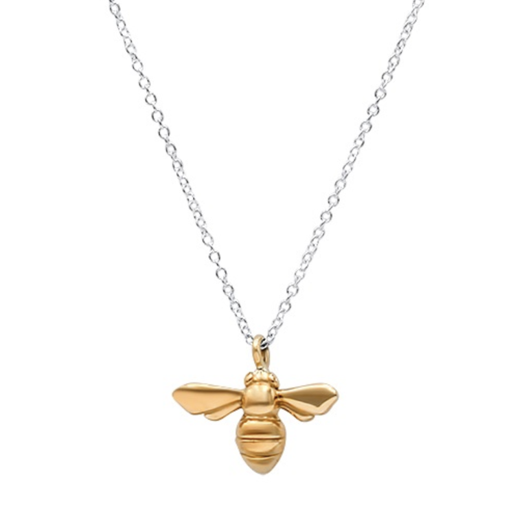 CFJ Bees Sterling Silver & 14k Gold Tiny Bee Pendant