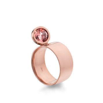 Leslie Paige Perched Ring w/Bezel Set Oval Pink Tourmaline, 14k Rose Gold