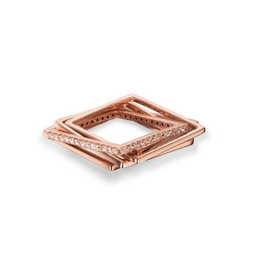 Leslie Paige Champagne Diamond and 5-Square Rose Gold Puzzle Ring