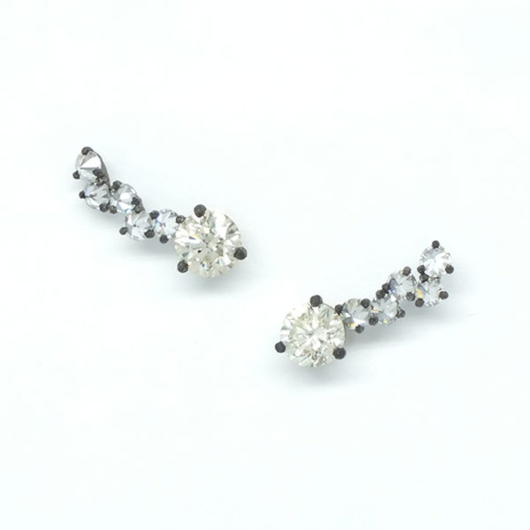 TAP 14k White Gold and Diamond Ear Climbers
