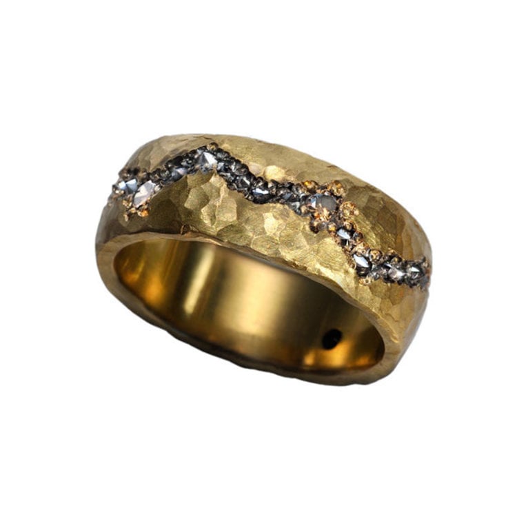 TAP Gold Band with Inverted White and Brown Diamonds