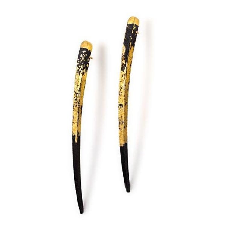 Pat Flynn Large Quill Earrings - 22K YG Dusted