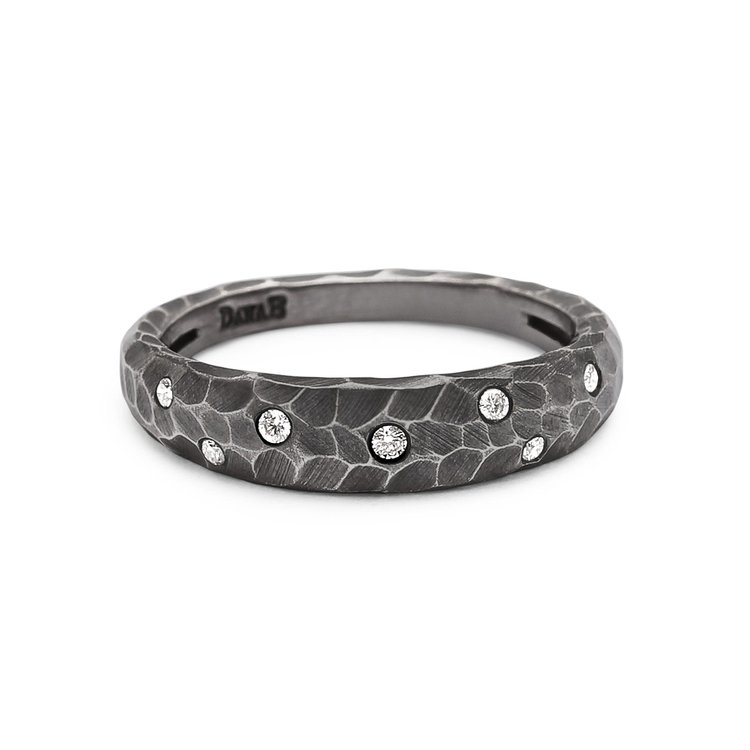 Dana Bronfman Sculpted Constellation Band, Black Rhodium Plated Sterling Silver w/Diamonds