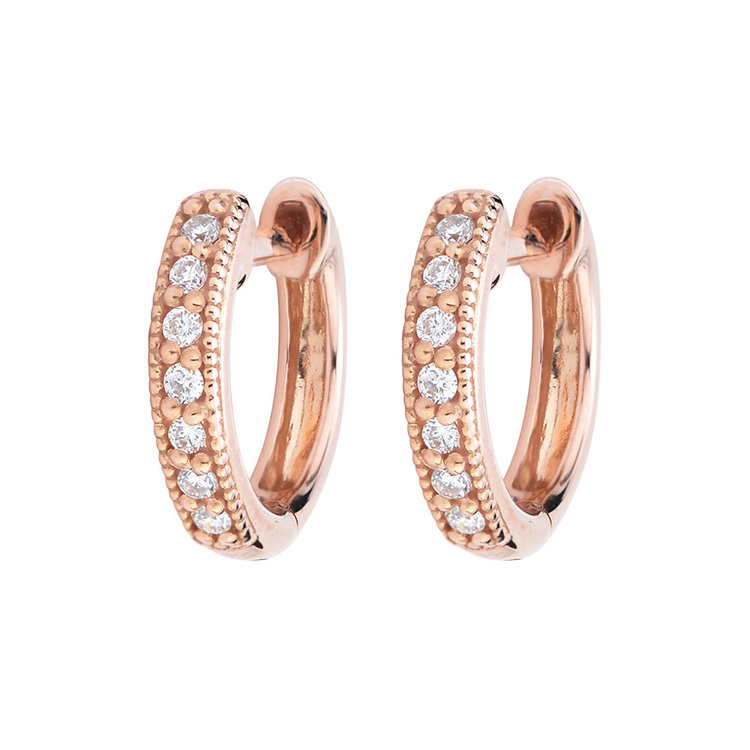 Jude Frances Rose Gold Diamond Huggie Hoop Single Earring